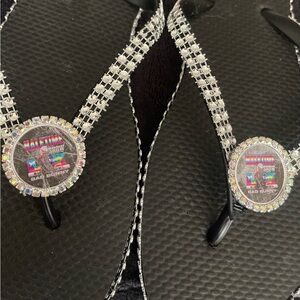 Stylish Black Flip Flops with Rhinestone Accents